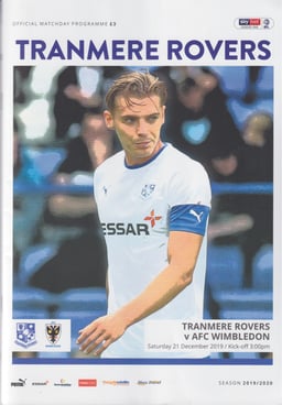 Tranmere Rovers v AFC Wimbledon Match Programme 2019-12-21